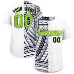 Custom White Navy Split Fashion Tribal Pattern Baseball Jersey | BuyFootballJersey