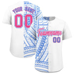 Custom White Light Blue Split Fashion Tribal Pattern Baseball Jersey | BuyFootballJersey