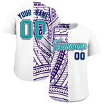 Custom White Purple Split Fashion Tribal Pattern Baseball Jersey | BuyFootballJersey