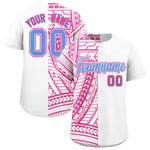 Custom White Pink Split Fashion Tribal Pattern Baseball Jersey | BuyFootballJersey