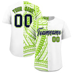 Custom White Neon Green Split Fashion Tribal Pattern Baseball Jersey | BuyFootballJersey