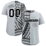 Custom Silver Black Split Fashion Tribal Pattern Baseball Jersey | BuyFootballJersey