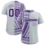 Custom Silver Purple Split Fashion Tribal Pattern Baseball Jersey | BuyFootballJersey