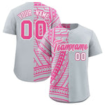 Custom Silver Pink Split Fashion Tribal Pattern Baseball Jersey | BuyFootballJersey