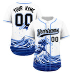 Custom White Wave Graffiti Pattern Baseball Jersey | BuyFootballJersey