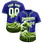 Custom Royal Wave Graffiti Pattern Baseball Jersey | BuyFootballJersey