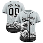 Custom Silver Wave Graffiti Pattern Baseball Jersey | BuyFootballJersey