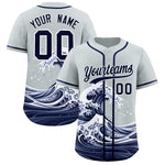 Custom Silver Wave Graffiti Pattern Baseball Jersey | BuyFootballJersey