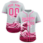Custom Silver Wave Graffiti Pattern Baseball Jersey | BuyFootballJersey