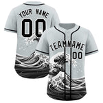 Custom Silver Wave Graffiti Pattern Baseball Jersey | BuyFootballJersey