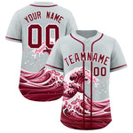 Custom Silver Wave Graffiti Pattern Baseball Jersey | BuyFootballJersey