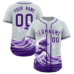 Custom Silver Wave Graffiti Pattern Baseball Jersey | BuyFootballJersey
