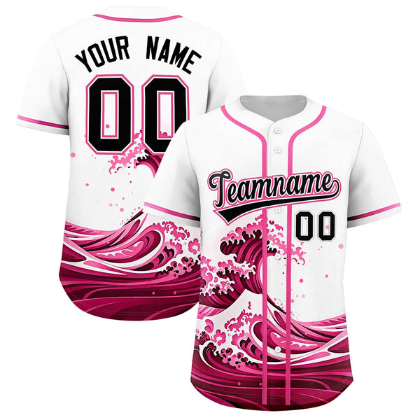 Custom White Wave Graffiti Pattern Baseball Jersey | BuyFootballJersey