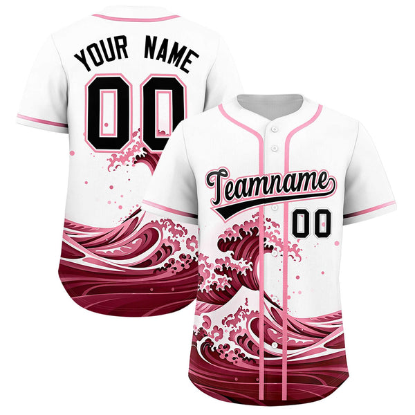 Custom White Wave Graffiti Pattern Baseball Jersey | BuyFootballJersey
