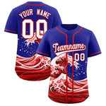 Custom Royal Wave Graffiti Pattern Baseball Jersey | BuyFootballJersey