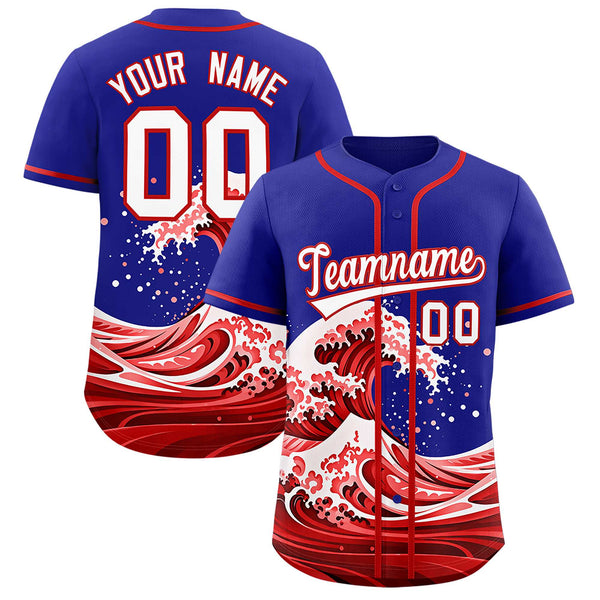 Custom Royal Wave Graffiti Pattern Baseball Jersey | BuyFootballJersey