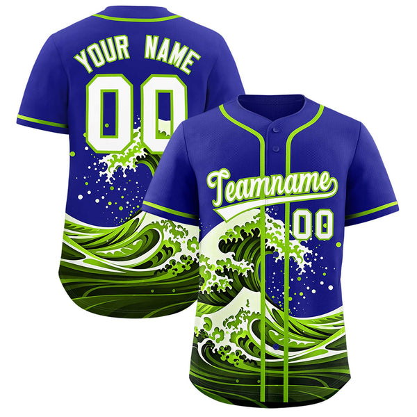 Custom Royal Wave Graffiti Pattern Baseball Jersey | BuyFootballJersey