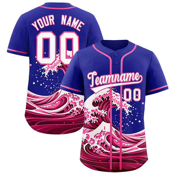 Custom Royal Wave Graffiti Pattern Baseball Jersey | BuyFootballJersey