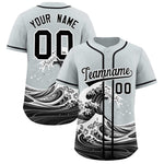 Custom Silver Wave Graffiti Pattern Baseball Jersey | BuyFootballJersey