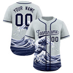 Custom Silver Wave Graffiti Pattern Baseball Jersey | BuyFootballJersey