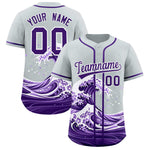 Custom Silver Wave Graffiti Pattern Baseball Jersey | BuyFootballJersey