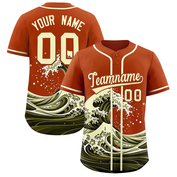 Custom Texas Orange Wave Graffiti Pattern Baseball Jersey | BuyFootballJersey
