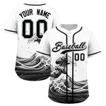 Custom White Wave Graffiti Pattern Baseball Jersey | BuyFootballJersey