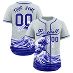 Custom Silver Wave Graffiti Pattern Baseball Jersey | BuyFootballJersey
