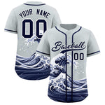 Custom Silver Wave Graffiti Pattern Baseball Jersey | BuyFootballJersey