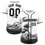 Custom White Wave Graffiti Pattern Baseball Jersey | BuyFootballJersey