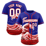 Custom Royal Wave Graffiti Pattern Baseball Jersey | BuyFootballJersey
