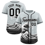 Custom Silver Wave Graffiti Pattern Baseball Jersey | BuyFootballJersey