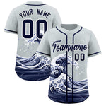 Custom Silver Wave Graffiti Pattern Baseball Jersey | BuyFootballJersey