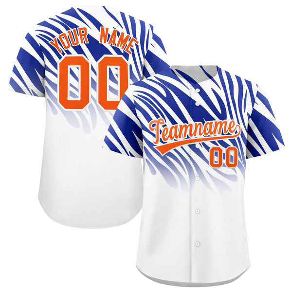 Custom Royal White Tiger Stripe Gradient Animal Print Personalized Team Shirt Baseball Jersey | BuyFootballJersey