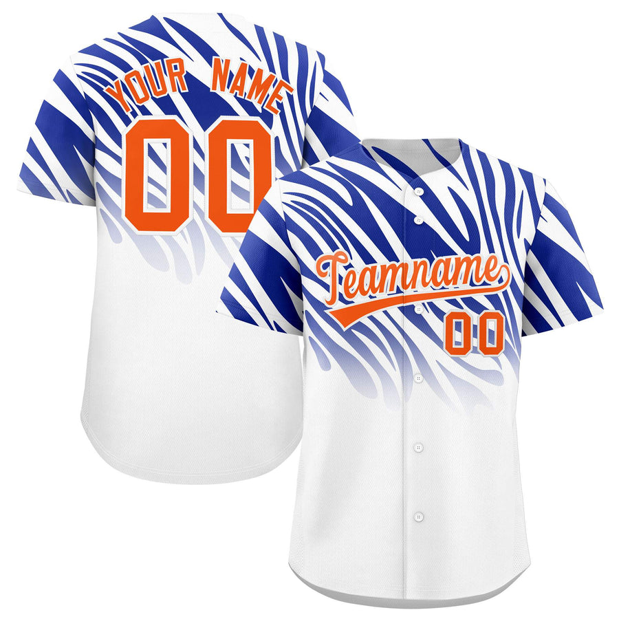 Custom Royal White Tiger Stripe Gradient Animal Print Personalized Team Shirt Baseball Jersey | BuyFootballJersey