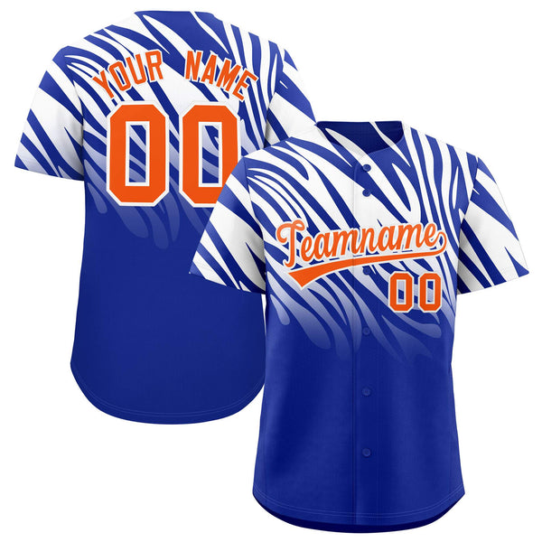 Custom Royal White Tiger Stripe Gradient Animal Print Personalized Team Shirt Baseball Jersey | BuyFootballJersey