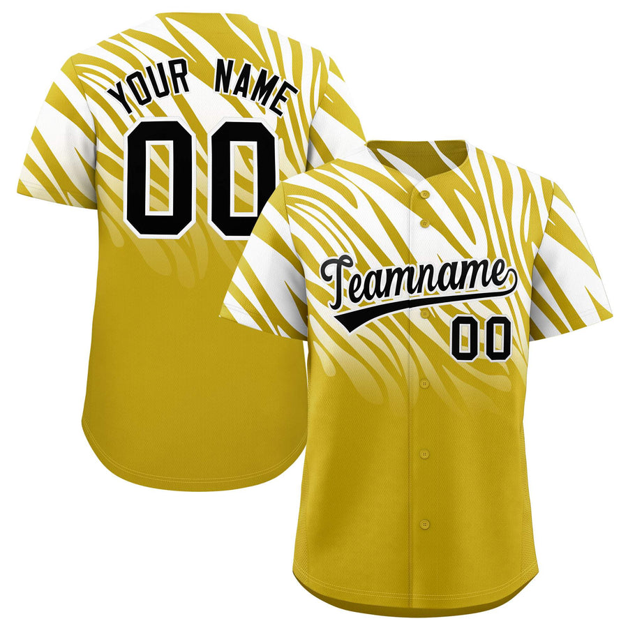 Custom White Old Gold Tiger Stripe Gradient Animal Print Personalized Team Shirt Baseball Jersey | BuyFootballJersey
