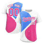 Custom White Powder Blue-Pink Color Block Personalized Half Heart Pattern Baseball Jersey | BuyFootballJersey