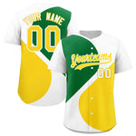 Custom White Kelly Green-Gold Color Block Personalized Half Heart Pattern Baseball Jersey | BuyFootballJersey