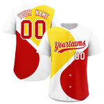 Custom White Gold-Red Color Block Personalized Half Heart Pattern Baseball Jersey | BuyFootballJersey