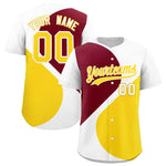 Custom White Crimson-Gold Color Block Personalized Half Heart Pattern Baseball Jersey | BuyFootballJersey