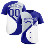 Custom Royal Silver-White Color Block Personalized Half Heart Pattern Baseball Jersey | BuyFootballJersey