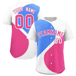 Custom White Powder Blue-Pink Color Block Personalized Half Heart Pattern Baseball Jersey | BuyFootballJersey