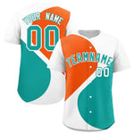 Custom White Orange-Aqua Color Block Personalized Half Heart Pattern Baseball Jersey | BuyFootballJersey