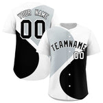 Custom White Silver-Black Color Block Personalized Half Heart Pattern Baseball Jersey | BuyFootballJersey