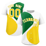 Custom White Kelly Green-Gold Color Block Personalized Half Heart Pattern Baseball Jersey | BuyFootballJersey