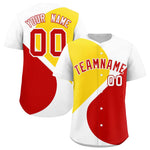 Custom White Gold-Red Color Block Personalized Half Heart Pattern Baseball Jersey | BuyFootballJersey