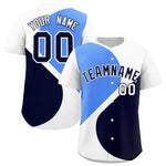 Custom White Powder Blue-Navy Color Block Personalized Half Heart Pattern Baseball Jersey | BuyFootballJersey
