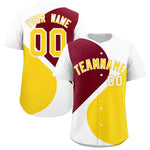 Custom White Crimson-Gold Color Block Personalized Half Heart Pattern Baseball Jersey | BuyFootballJersey