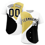 Custom White Old Gold-Black Color Block Personalized Half Heart Pattern Baseball Jersey | BuyFootballJersey